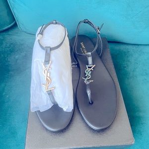 new black leather sandals